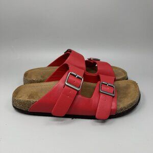 Torrid Red Double Strap Slip On Sandals Women’s Slides Size 9.5WW